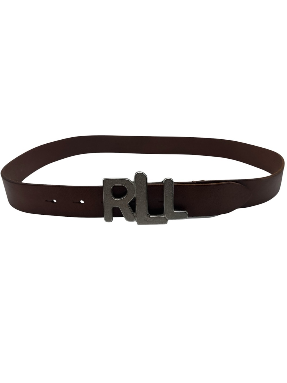 Unique Vintage Ralph Lauren Brown Leather RLL Monogram Buckle Belt Size L
